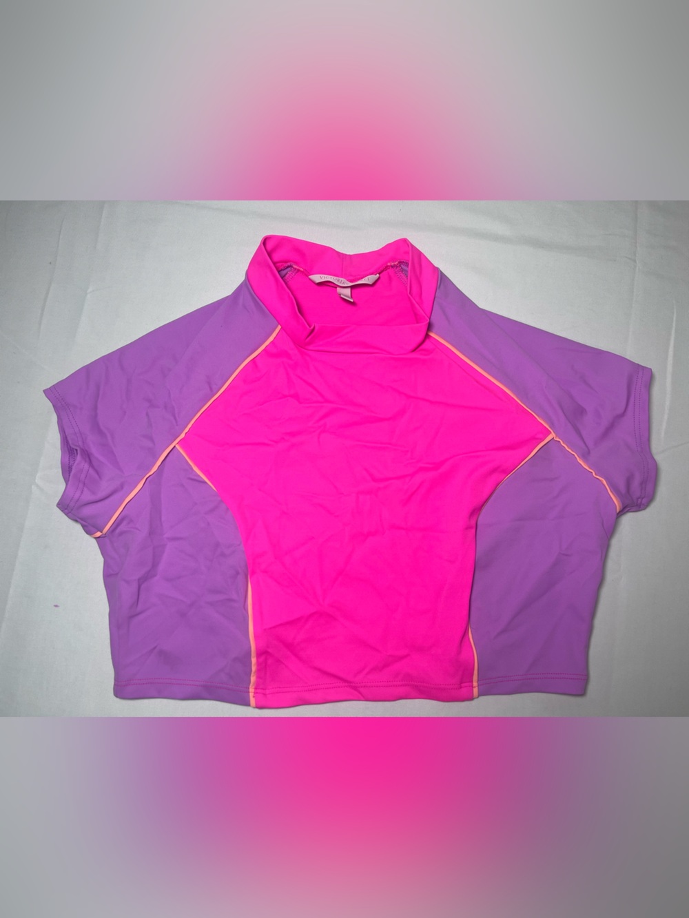 Victoria's Secret Neon Pink Crop Rash Guard